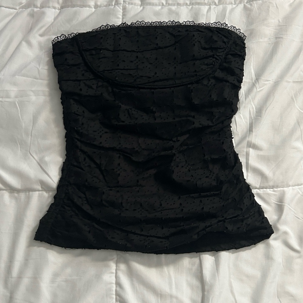 Vintage Y2K Rampage Black Lace-Trimmed Eyelet Top